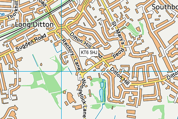 KT6 5HJ map - OS VectorMap District (Ordnance Survey)