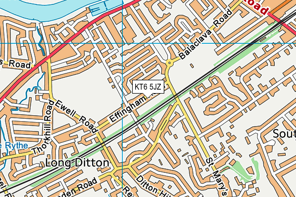 KT6 5JZ map - OS VectorMap District (Ordnance Survey) KT6 5JZ map - OS VectorMap District (Ordnance Survey)