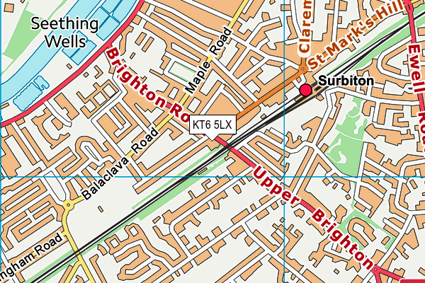 KT6 5LX map - OS VectorMap District (Ordnance Survey) KT6 5LX map - OS VectorMap District (Ordnance Survey)