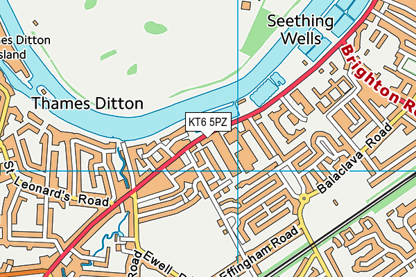 KT6 5PZ map - OS VectorMap District (Ordnance Survey) KT6 5PZ map - OS VectorMap District (Ordnance Survey)