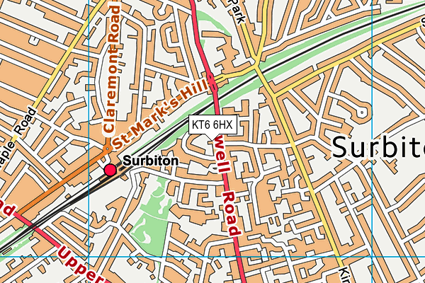 KT6 6HX map - OS VectorMap District (Ordnance Survey) KT6 6HX map - OS VectorMap District (Ordnance Survey)