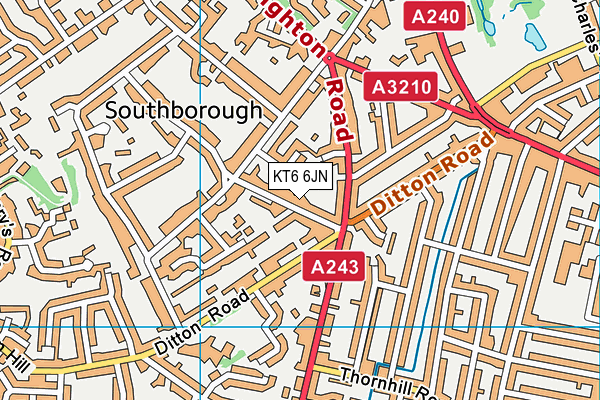 KT6 6JN map - OS VectorMap District (Ordnance Survey)