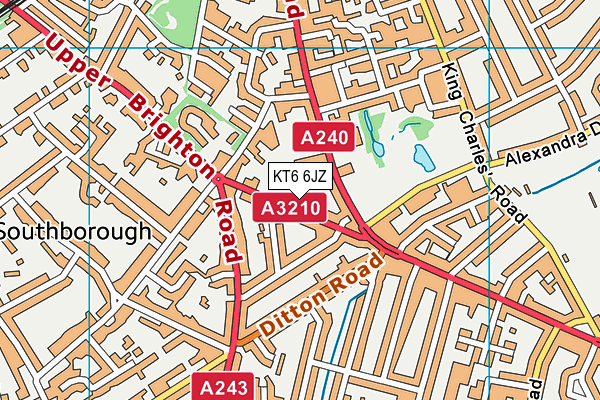 KT6 6JZ map - OS VectorMap District (Ordnance Survey) KT6 6JZ map - OS VectorMap District (Ordnance Survey)