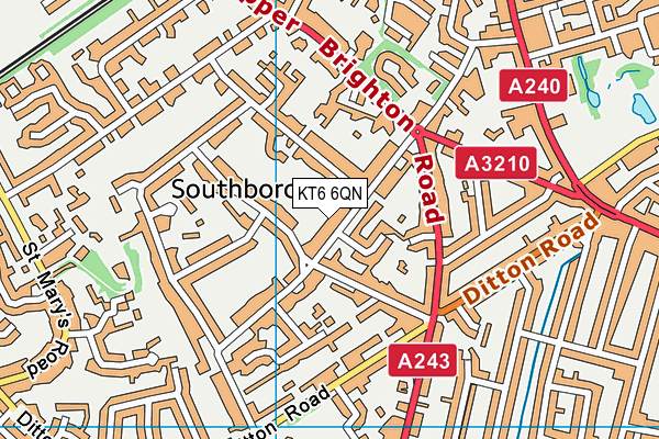 KT6 6QN map - OS VectorMap District (Ordnance Survey)