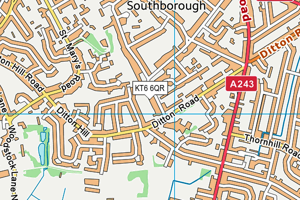 KT6 6QR map - OS VectorMap District (Ordnance Survey) KT6 6QR map - OS VectorMap District (Ordnance Survey)