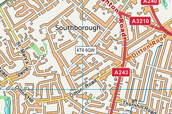 KT6 6QW map - OS VectorMap District (Ordnance Survey) KT6 6QW map - OS VectorMap District (Ordnance Survey)
