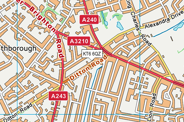 KT6 6QZ map - OS VectorMap District (Ordnance Survey) KT6 6QZ map - OS VectorMap District (Ordnance Survey)