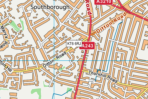 KT6 6RJ map - OS VectorMap District (Ordnance Survey) KT6 6RJ map - OS VectorMap District (Ordnance Survey)