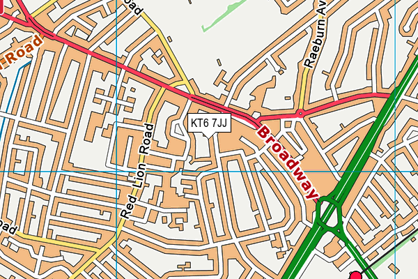 KT6 7JJ map - OS VectorMap District (Ordnance Survey) KT6 7JJ map - OS VectorMap District (Ordnance Survey)