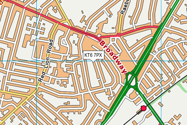 KT6 7PX map - OS VectorMap District (Ordnance Survey) KT6 7PX map - OS VectorMap District (Ordnance Survey)