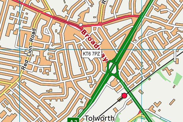 KT6 7PZ map - OS VectorMap District (Ordnance Survey) KT6 7PZ map - OS VectorMap District (Ordnance Survey)