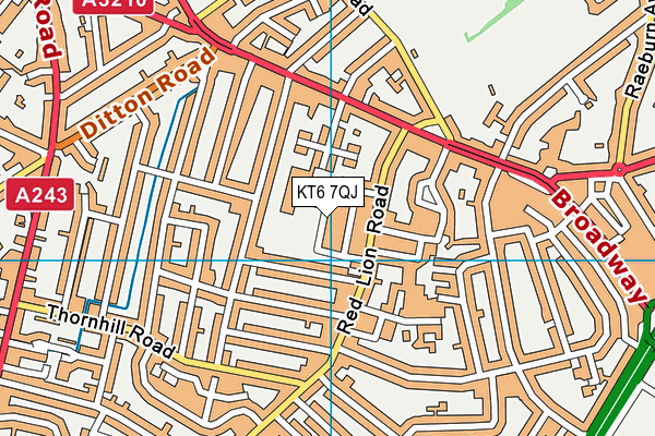 KT6 7QJ map - OS VectorMap District (Ordnance Survey) KT6 7QJ map - OS VectorMap District (Ordnance Survey)
