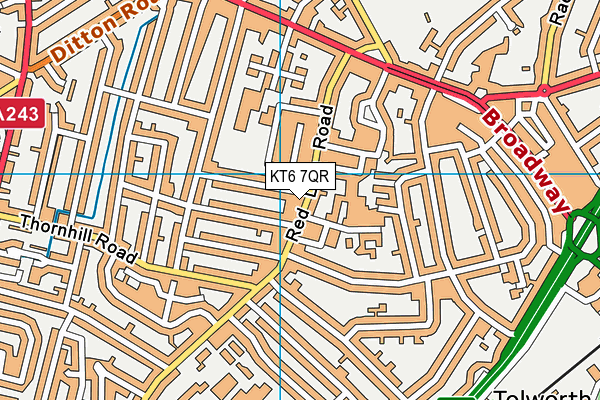 KT6 7QR map - OS VectorMap District (Ordnance Survey) KT6 7QR map - OS VectorMap District (Ordnance Survey)