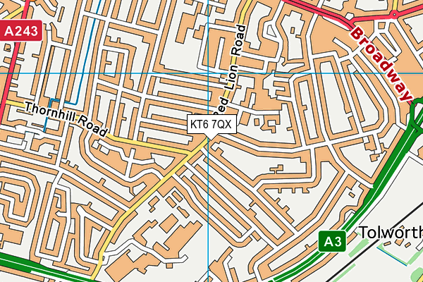 KT6 7QX map - OS VectorMap District (Ordnance Survey) KT6 7QX map - OS VectorMap District (Ordnance Survey)
