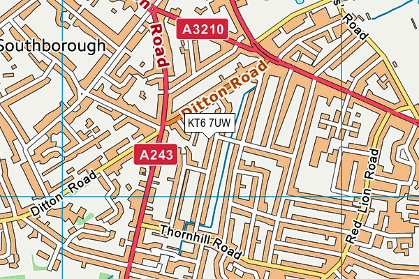 KT6 7UW map - OS VectorMap District (Ordnance Survey) KT6 7UW map - OS VectorMap District (Ordnance Survey)