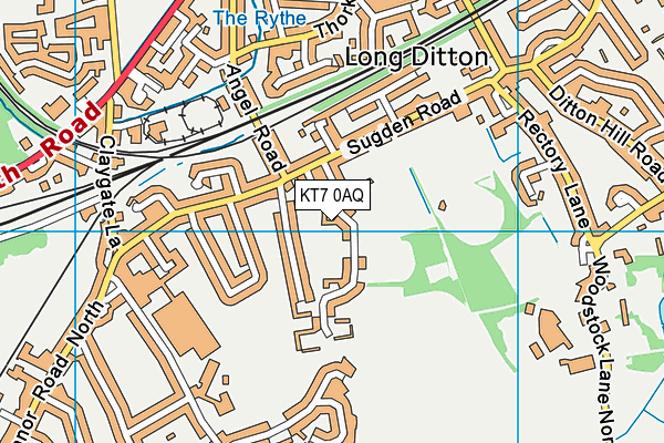 KT7 0AQ map - OS VectorMap District (Ordnance Survey)