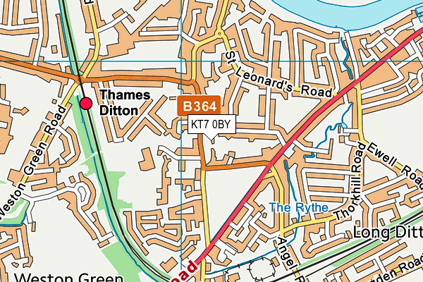 KT7 0BY map - OS VectorMap District (Ordnance Survey) KT7 0BY map - OS VectorMap District (Ordnance Survey)