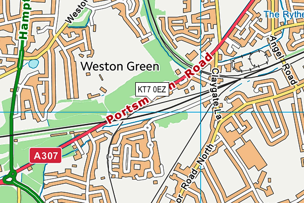 KT7 0EZ map - OS VectorMap District (Ordnance Survey) KT7 0EZ map - OS VectorMap District (Ordnance Survey)