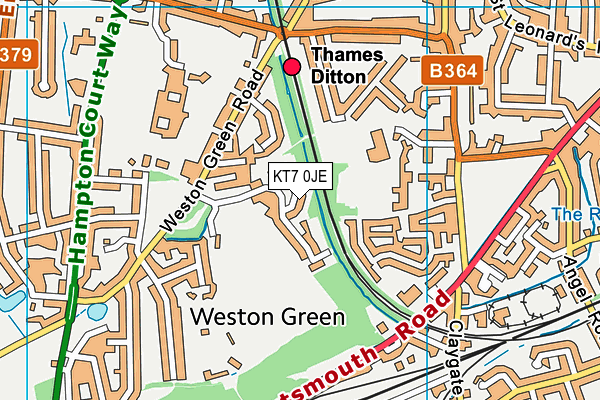 KT7 0JE map - OS VectorMap District (Ordnance Survey)