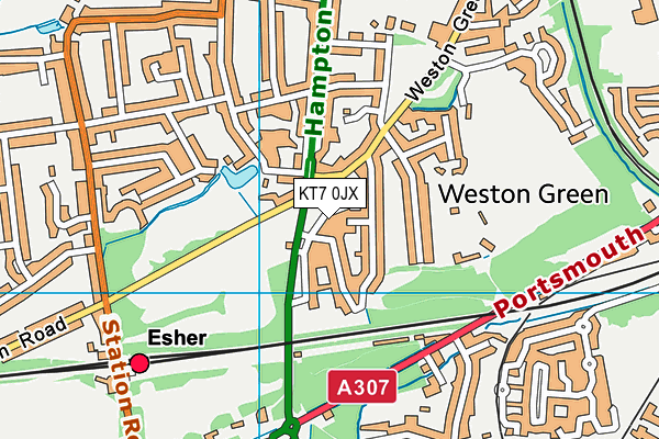 KT7 0JX map - OS VectorMap District (Ordnance Survey) KT7 0JX map - OS VectorMap District (Ordnance Survey)