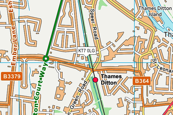 KT7 0LG map - OS VectorMap District (Ordnance Survey) KT7 0LG map - OS VectorMap District (Ordnance Survey)