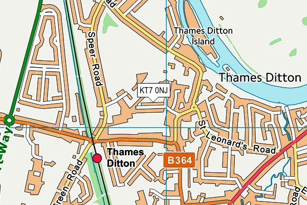 KT7 0NJ map - OS VectorMap District (Ordnance Survey) KT7 0NJ map - OS VectorMap District (Ordnance Survey)