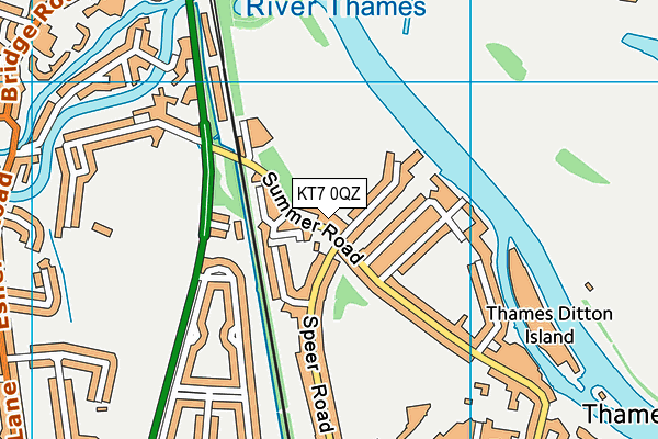KT7 0QZ map - OS VectorMap District (Ordnance Survey)