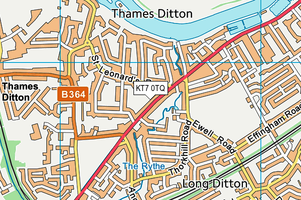 KT7 0TQ map - OS VectorMap District (Ordnance Survey) KT7 0TQ map - OS VectorMap District (Ordnance Survey)