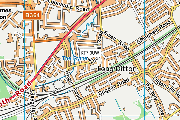 KT7 0UW map - OS VectorMap District (Ordnance Survey) KT7 0UW map - OS VectorMap District (Ordnance Survey)