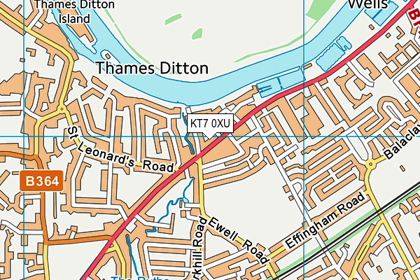 KT7 0XU map - OS VectorMap District (Ordnance Survey) KT7 0XU map - OS VectorMap District (Ordnance Survey)