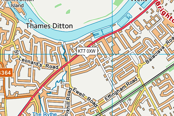 KT7 0XW map - OS VectorMap District (Ordnance Survey) KT7 0XW map - OS VectorMap District (Ordnance Survey)