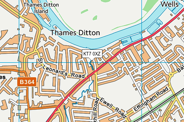 KT7 0XZ map - OS VectorMap District (Ordnance Survey) KT7 0XZ map - OS VectorMap District (Ordnance Survey)