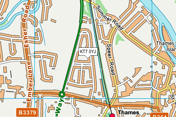 KT7 0YJ map - OS VectorMap District (Ordnance Survey) KT7 0YJ map - OS VectorMap District (Ordnance Survey)