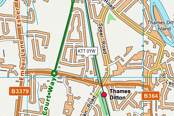 KT7 0YW map - OS VectorMap District (Ordnance Survey) KT7 0YW map - OS VectorMap District (Ordnance Survey)