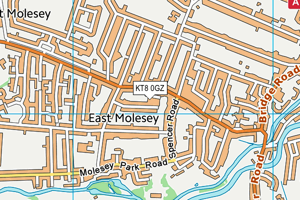 KT8 0GZ map - OS VectorMap District (Ordnance Survey)