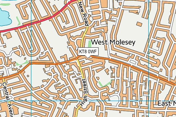 KT8 0WF map - OS VectorMap District (Ordnance Survey)