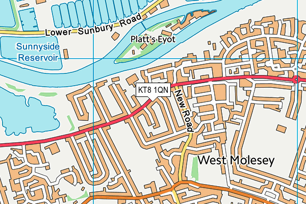 KT8 1QN map - OS VectorMap District (Ordnance Survey)