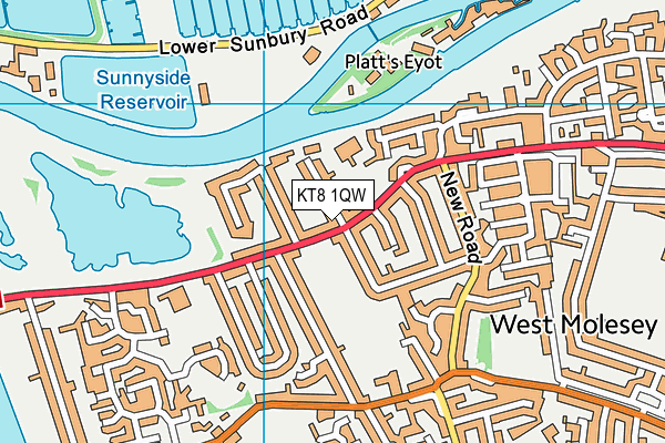 KT8 1QW map - OS VectorMap District (Ordnance Survey) KT8 1QW map - OS VectorMap District (Ordnance Survey)