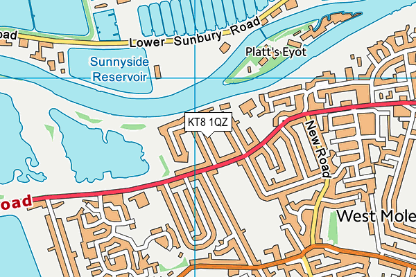KT8 1QZ map - OS VectorMap District (Ordnance Survey)