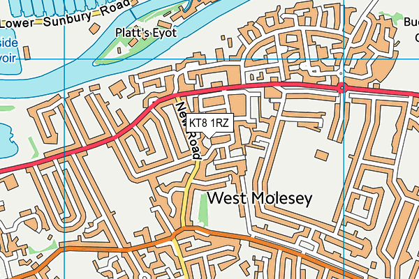KT8 1RZ map - OS VectorMap District (Ordnance Survey) KT8 1RZ map - OS VectorMap District (Ordnance Survey)