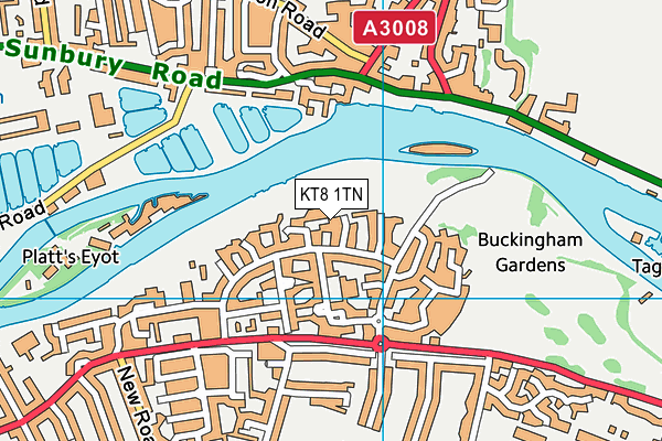 KT8 1TN map - OS VectorMap District (Ordnance Survey) KT8 1TN map - OS VectorMap District (Ordnance Survey)