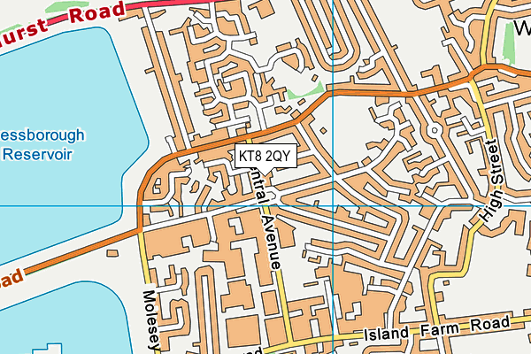 KT8 2QY map - OS VectorMap District (Ordnance Survey) KT8 2QY map - OS VectorMap District (Ordnance Survey)