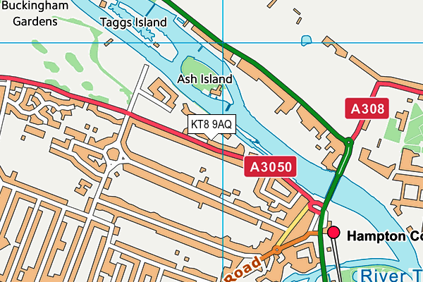 KT8 9AQ map - OS VectorMap District (Ordnance Survey) KT8 9AQ map - OS VectorMap District (Ordnance Survey)