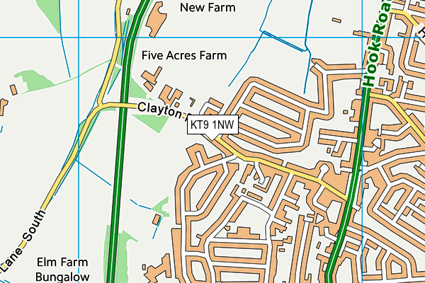 KT9 1NW map - OS VectorMap District (Ordnance Survey) KT9 1NW map - OS VectorMap District (Ordnance Survey)