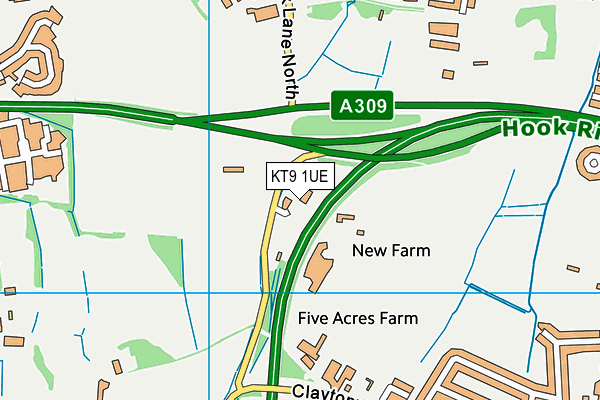 KT9 1UE map - OS VectorMap District (Ordnance Survey) KT9 1UE map - OS VectorMap District (Ordnance Survey)