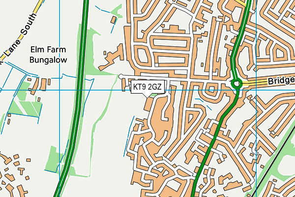 KT9 2GZ map - OS VectorMap District (Ordnance Survey)