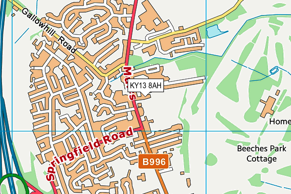 KY13 8AH map - OS VectorMap District (Ordnance Survey)