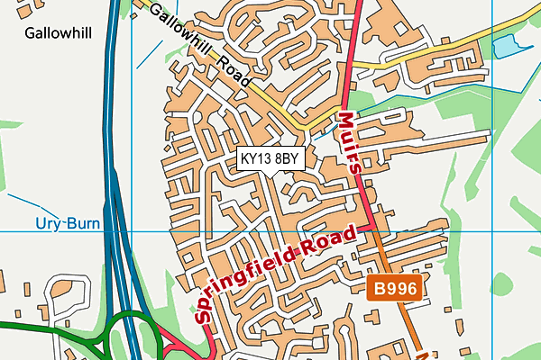 KY13 8BY map - OS VectorMap District (Ordnance Survey)