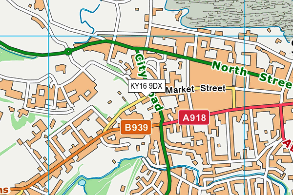 KY16 9DX map - OS VectorMap District (Ordnance Survey)
