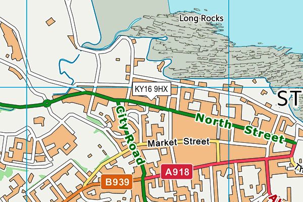 KY16 9HX map - OS VectorMap District (Ordnance Survey) KY16 9HX map - OS VectorMap District (Ordnance Survey)